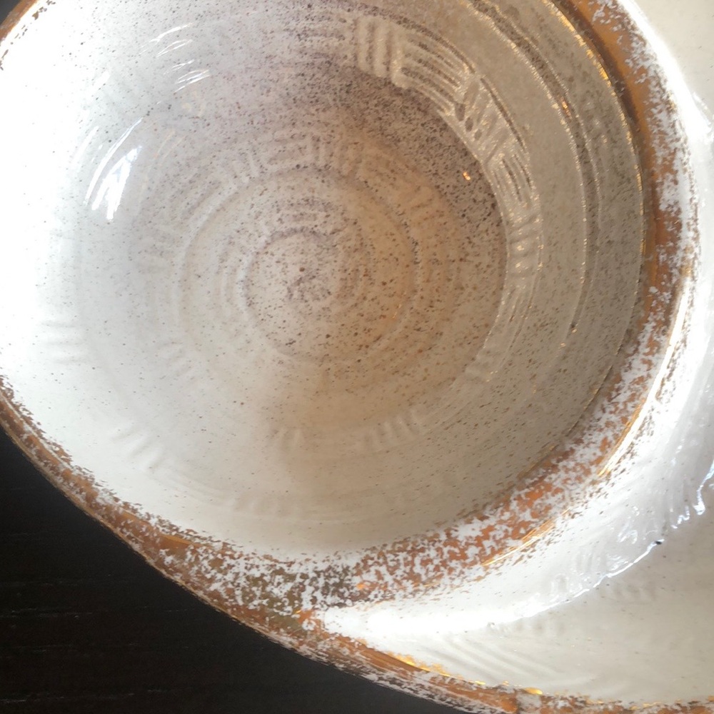 California Pottery MCM Vintage Serving Platter Gold Trim Beautiful! Stamped - Picture 2 of 8